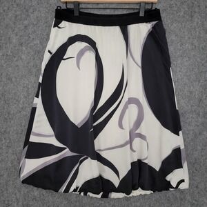 Bebe Skirt Womens M Black White Abstract Print 95% Silk Bubble Hem Y2K